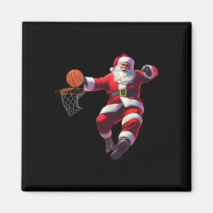 Santa elf playing basketball christmas pajama spor magnet