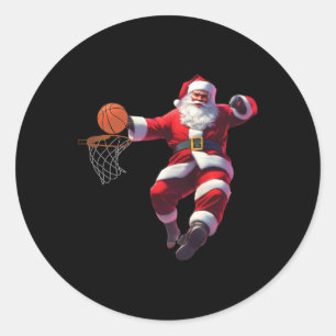 Santa Elf Playing Bysketbyll Christmas Pajama Spor Classic Round Sticker