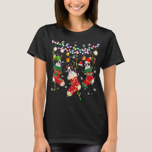 Santa ELF Reindeer Boston Terrier In Christmas Soc T-Shirt