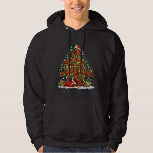 Santa Elf Reindeer Dachshund Christmas Tree Christ Hoodie
