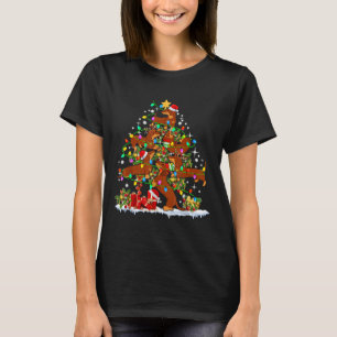 Santa Elf Reindeer Dachshund Christmas Tree Christ T-Shirt