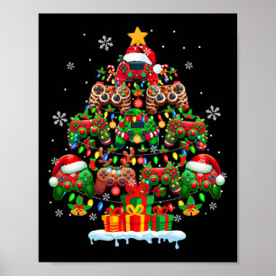 Santa Elf Reindeer Game Controllers Colourful Xmas Poster