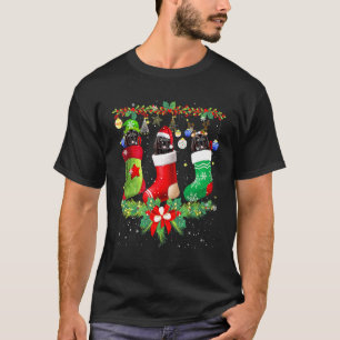 Santa Elf Reindeer Newfoundland In Christmas Socks T-Shirt