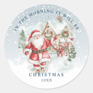 Santa Elf's Snow Christmas Classic Round Sticker