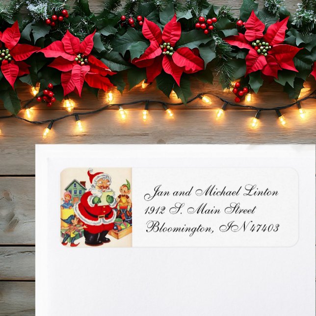 Santa & Elves Personalise Return Address Label (Creator Uploaded)