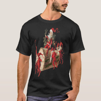 Santa Elves Sliding On A Log - Christmas Collectio T-Shirt