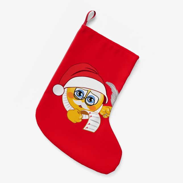 Santa Emoji Christmas Stocking (Front (Hanging))
