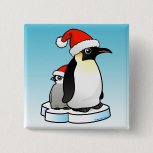 Santa Emperor Penguin 15 Cm Square Badge