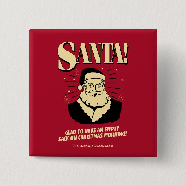 Santa: Empty Sack On Christmas Morning 15 Cm Square Badge (Front)