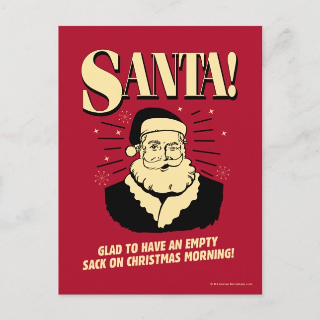 Santa: Empty Sack On Christmas Morning Holiday Postcard (Front)