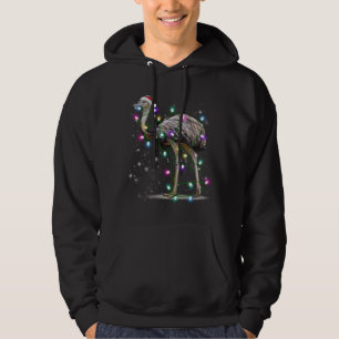 Santa Emu Bird with Christmas lights Gift Funny Xm Hoodie