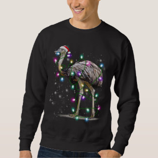 Santa Emu Bird with Christmas lights Gift Funny Xm Sweatshirt