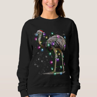 Santa Emu Bird with Christmas lights Gift Funny Xm Sweatshirt