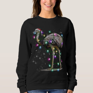 Santa Emu Bird with Christmas lights Gift Funny Xm Sweatshirt