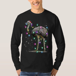 Santa Emu Bird with Christmas lights Gift Funny Xm T-Shirt