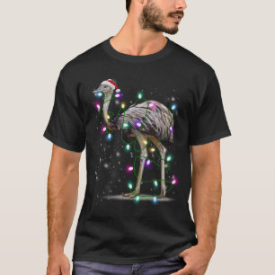 Santa Emu Bird with Christmas lights Gift Funny Xm T-Shirt