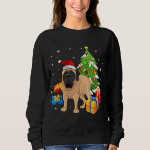 Santa English Mastiff Dog Christmas Tree Gifts Xma Sweatshirt