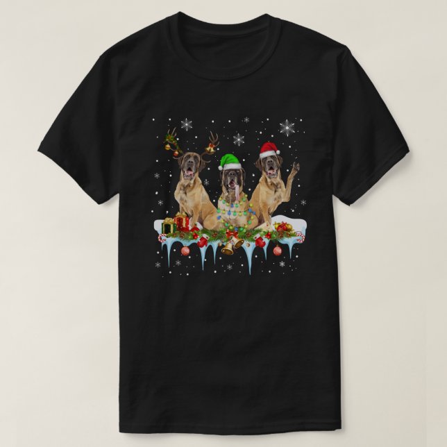 Santa English Mastiff dog gorgeous reindeer Christ T-Shirt (Design Front)