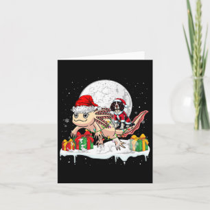 Santa English Springer Spaniel Riding Axolotl Chri Card