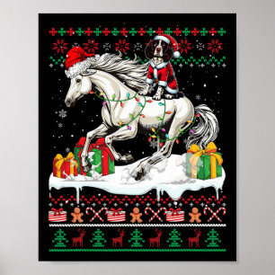 Santa English Springer Spaniel Riding Horse Xmas S Poster