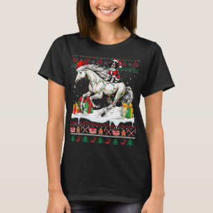 Santa English Springer Spaniel Riding Horse Xmas S T-Shirt