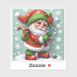 Santa Enjoying a Snowy Golf Game on Christmas Eve