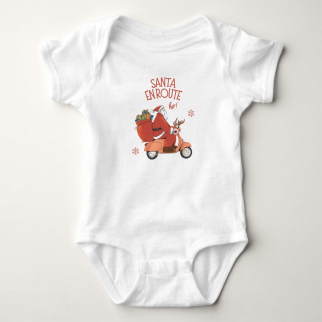Santa enroute  baby bodysuit (Front)