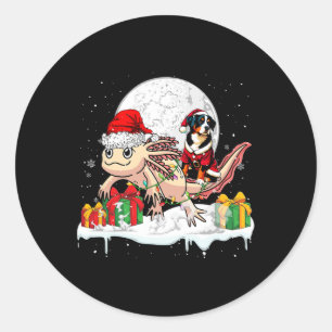 Santa Entlebucher Mountain Riding Axolotl Christma Classic Round Sticker