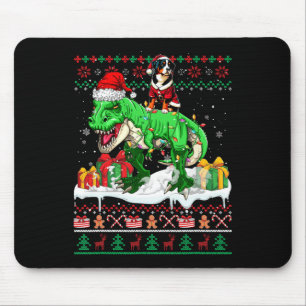 Santa Entlebucher Mountain Riding T-rex Christmas  Mouse Pad