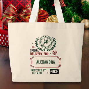 Santa Express (Custom Name) Christmas  Large Tote Bag