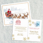 Santa Express Delivery Postcard for Kids<br><div class="desc">Surprise your child with a magical postcard straight from the North Pole! This festive “express delivery” postcard features Santa Claus in his sleigh with reindeer, North Pole stamps, golden snowflakes, and a personalised message. Perfect as a Christmas Eve surprise or part of an annual holiday tradition, it’s a charming way...</div>