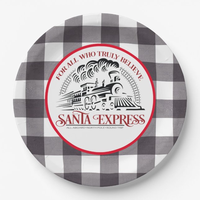 Santa Express Train Paper Plate (Front)