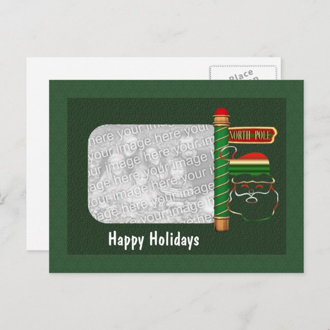 Santa Face Christmas Holiday Photo Postcard (Front/Back)