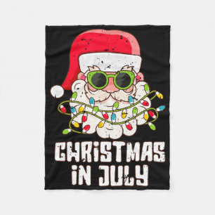 Santa Face Christmas In July Vintage Sungles Beach Fleece Blanket