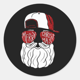 Santa Face Christmas Sungles Tee Xmas Family Match Classic Round Sticker
