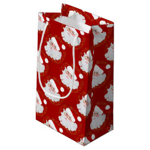 Santa Face Circles Red-Gift Bag S