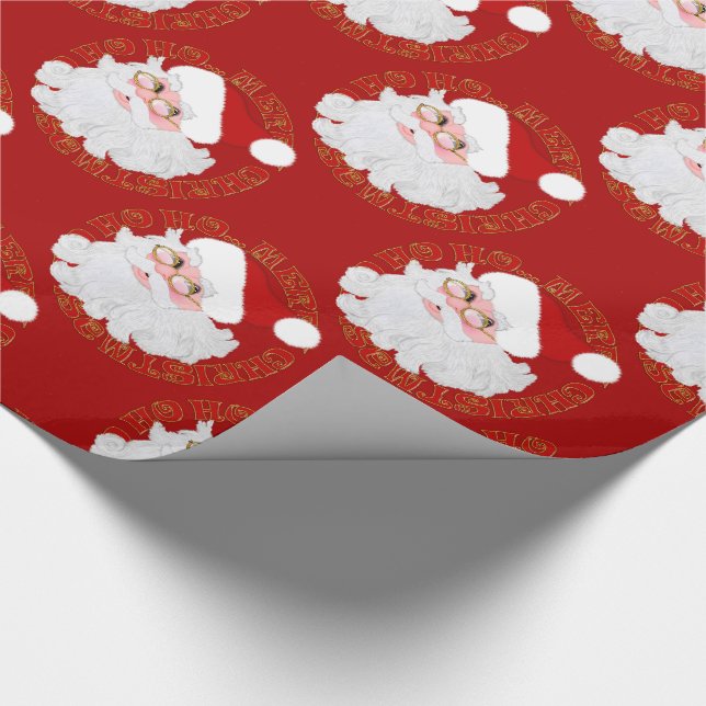 Santa Face Circles Red-Gift Wrapping Paper (Corner)