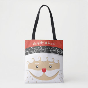 Santa Face Design Tote Bag