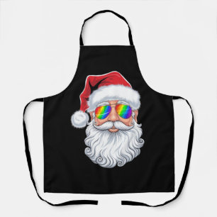 Santa Face Gay Sunglasses Christmas Xmas LGBTQ Apron