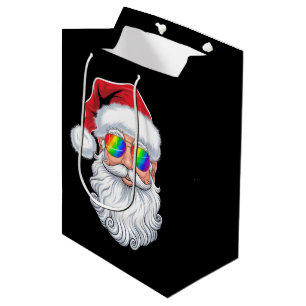 Santa Face Gay Sunglasses Christmas Xmas LGBTQ Medium Gift Bag