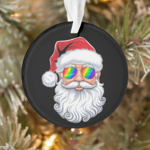 Santa Face Gay Sunglasses Christmas Xmas LGBTQ Ornament