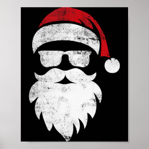 Santa Face Hipster Style Funny Christmas Pajamas  Poster