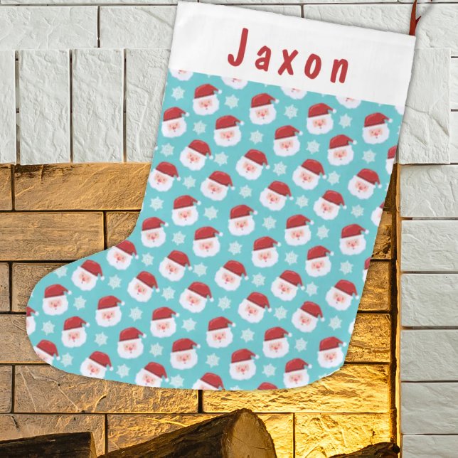 Santa Face Kids Personalised Name Large Christmas Stocking (Creator Uploaded)