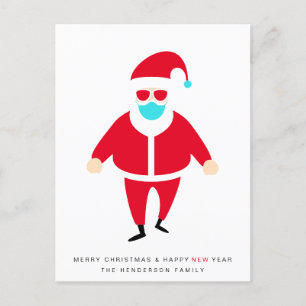 Santa Face Mask Merry Christmas Funny Holiday Postcard