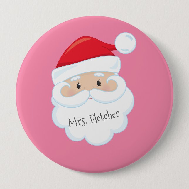 Santa Face Name in Beard 10 Cm Round Badge (Front)
