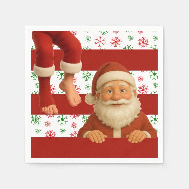 Santa Face | North Pole Spirits Christmas  Napkin (Front)