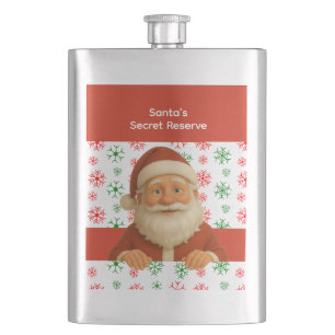 Santa Face   North Pole Spirits Christmas Vinyl Wr Hip Flask