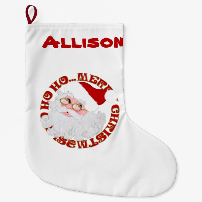 Santa Face-Personalised Christmas Stocking (Front)