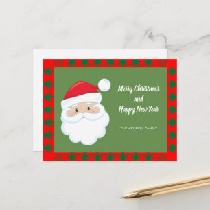 Santa Face Personalised Text Holiday Postcard