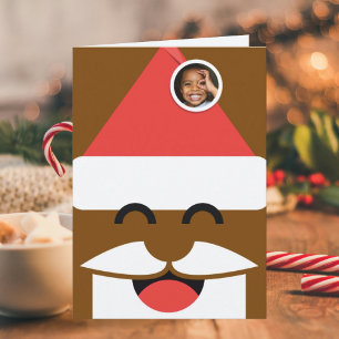Santa Face Photo Folded Christmas Card